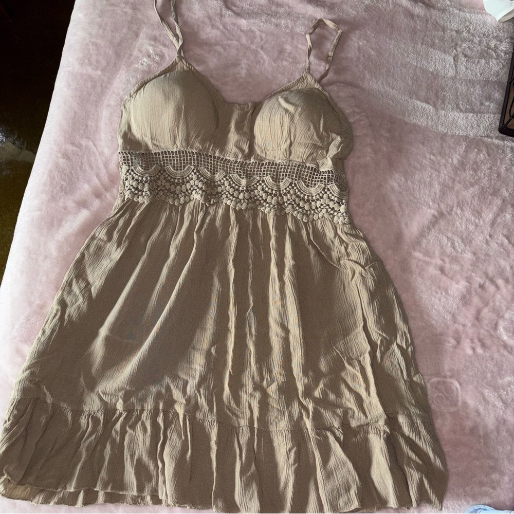 Beige Dress with Crochet Detail